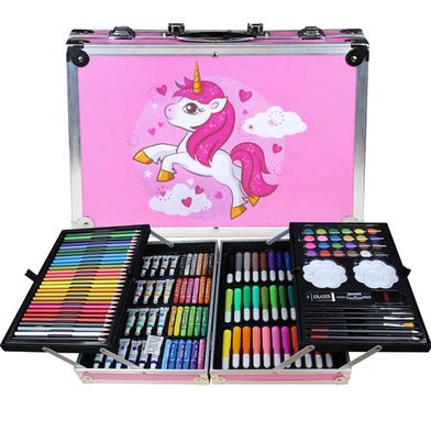 145 Pcs Art Supplies Set for Kids, Portable Aluminum Case Art Kit (Any Color Box)