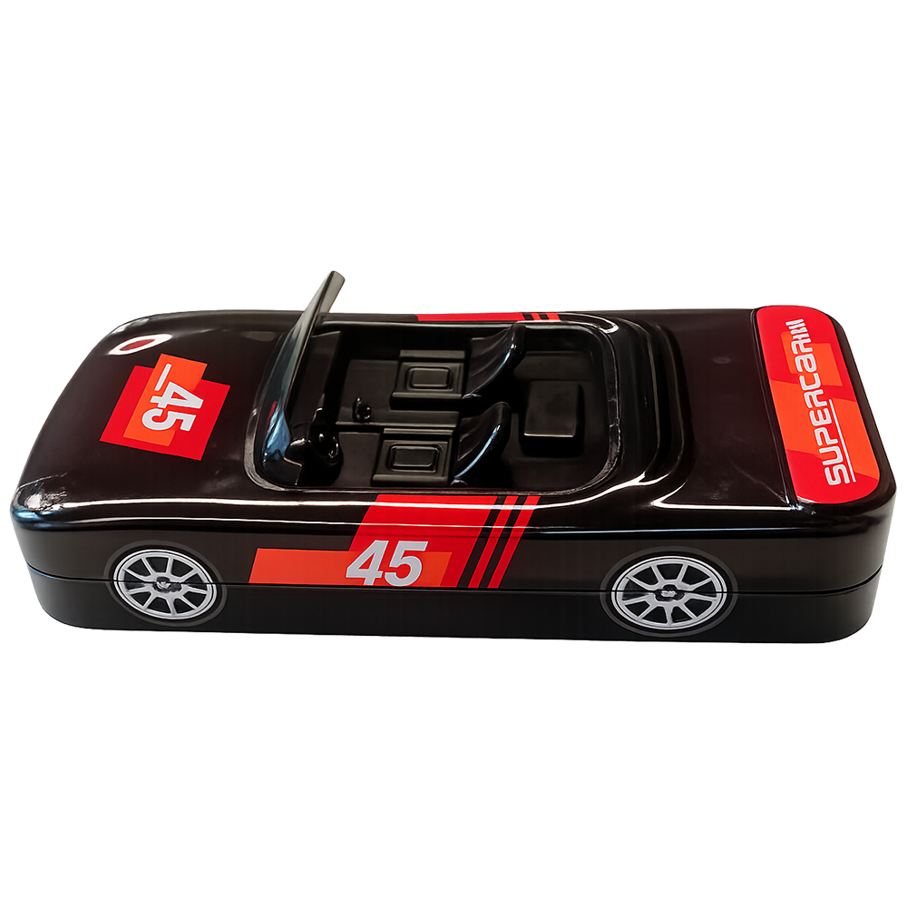 Metal Car Shaped Pencil Box case with Wheels And Movable car Seats Pencil tin Box