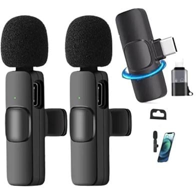 K9 Type C Duel Wireless Lavalier Microphone Noise Reduction Outdoor Live Broadcast USB Lavalier Microphone For Mobile Phone