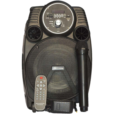 Kamasonic TR-8480L Rechargeable Bluetooth Trolley Speaker with Wireless Microphone and Remote - 15W High Sound Outdoor Speaker with Trolley Wheel
