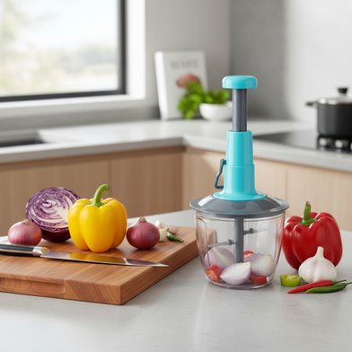 Refined Taste Push Chopper – 3-Blade Stainless Steel Vegetable & Onion Cutter