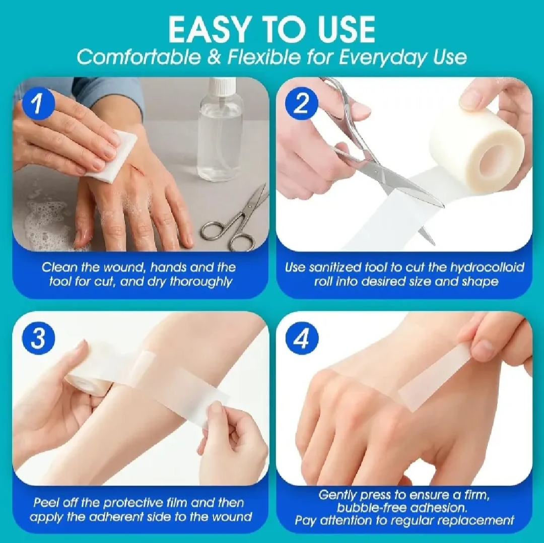Hydrocolloid Bandage Roll Waterproof Wound Care | Ezikini