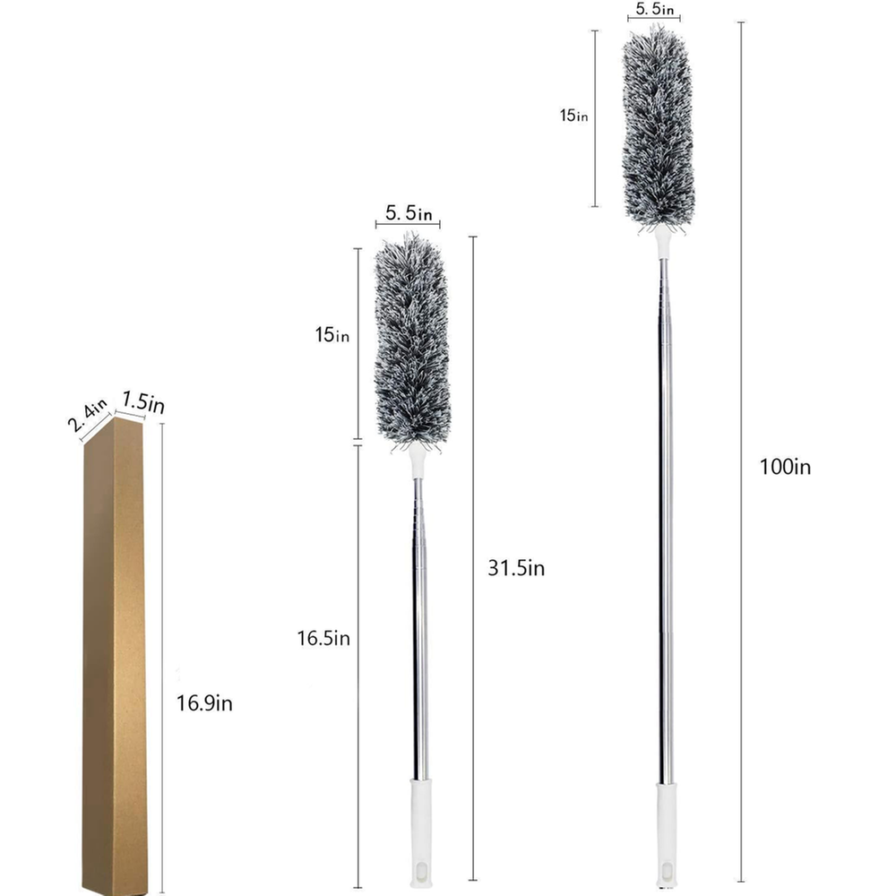 Expandable Microfiber Duster With Telescopic Handle For High Reach Cleaning