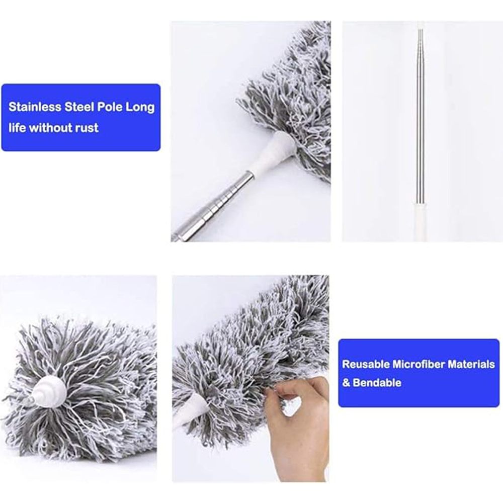Expandable Microfiber Duster With Telescopic Handle For High Reach Cleaning