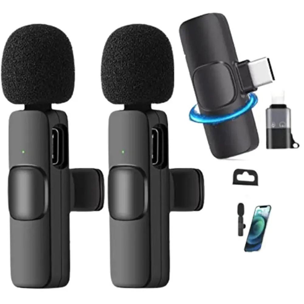 K9 Type C Duel Wireless Lavalier Microphone Noise Reduction Outdoor Live Broadcast USB Lavalier Microphone For Mobile Phone
