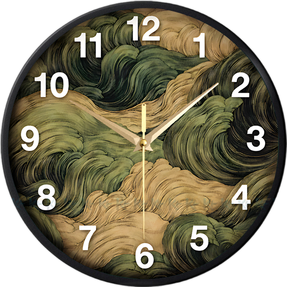 Karana Fashion 12 Inch Vintage Oriental Waves Wall Clock Abstract Japanese Art Style Home Decor - (KW 22)