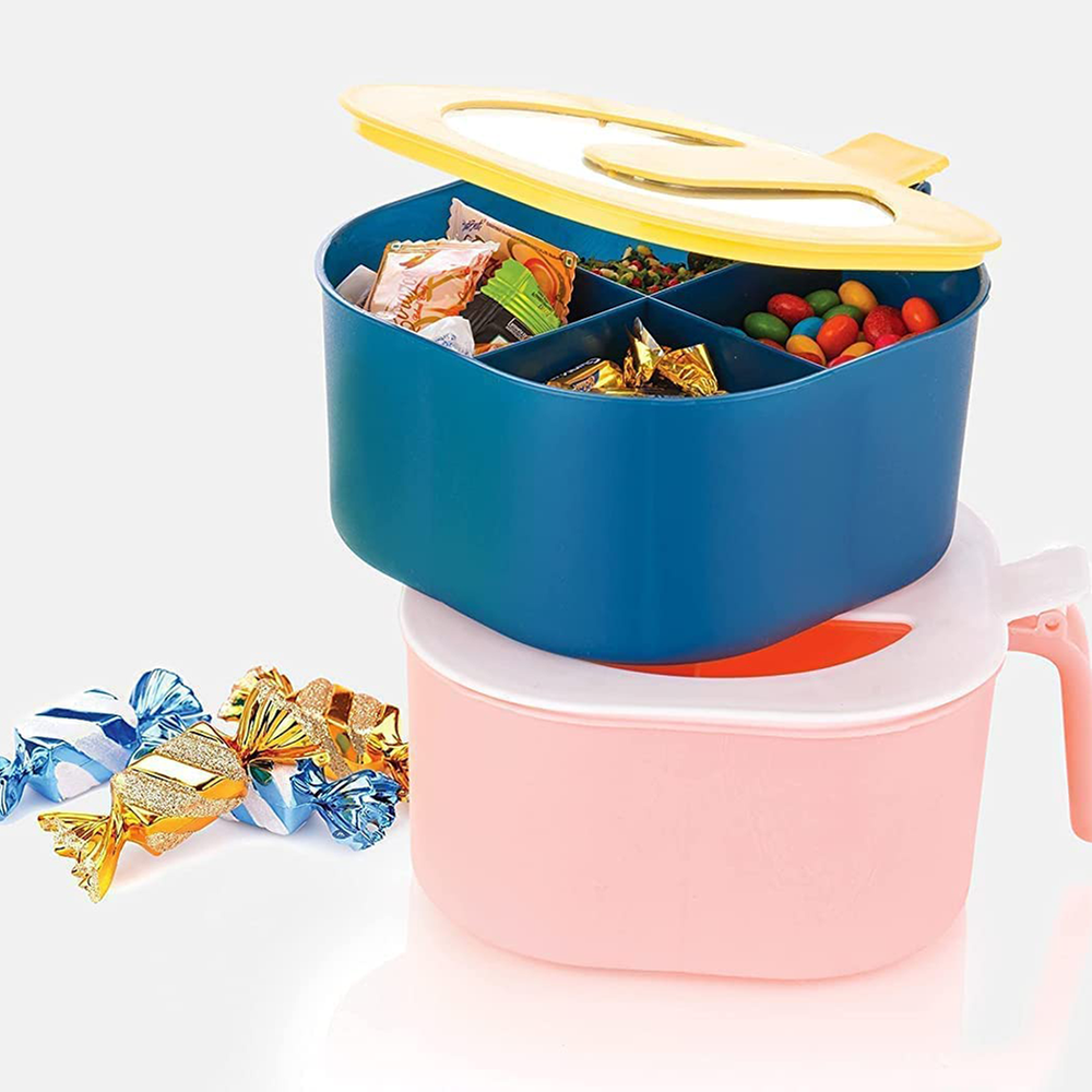 4 Compartment Mosla Box with Spoon – Compact Storage for Halud, Morich, Jeera and More
