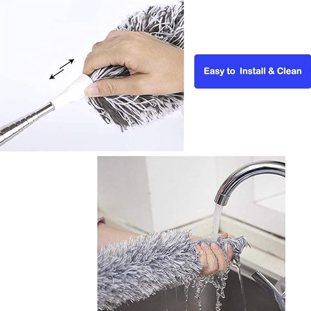 Expandable Microfiber Duster With Telescopic Handle For High Reach Cleaning