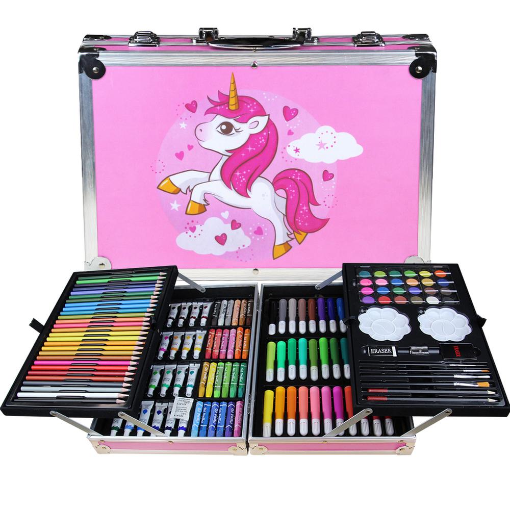145 Pcs Art Supplies Set for Kids, Portable Aluminum Case Art Kit (Any Color Box)