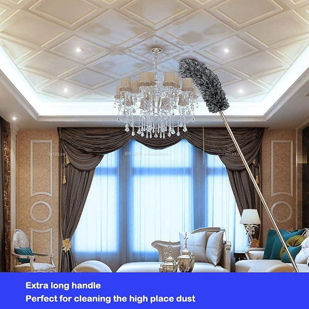 Expandable Microfiber Duster With Telescopic Handle For High Reach Cleaning