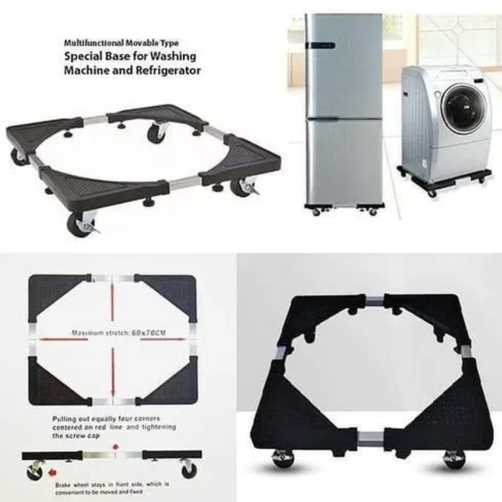 Adjustable Fridge Stand with Wheels – Heavy Duty Base for Refrigerator and Washing Machine