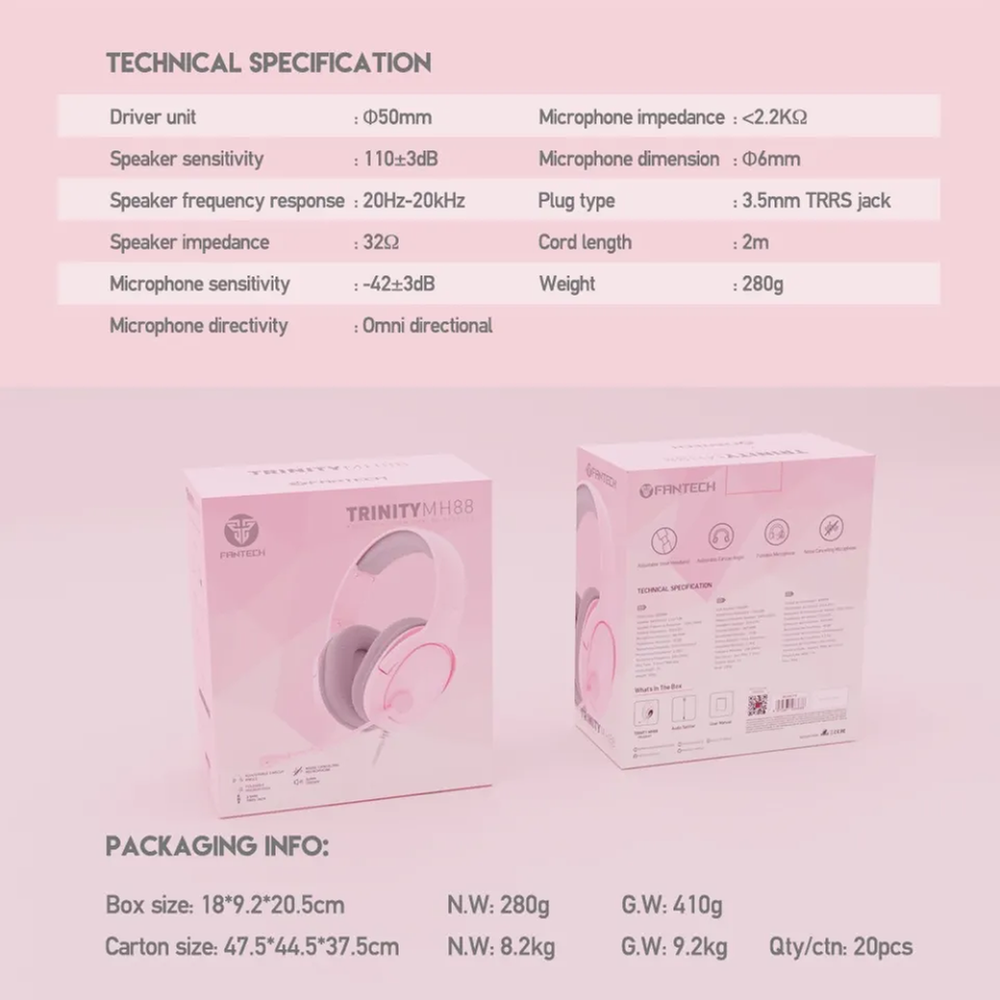 Fantech MH88 Sakura Edition Wired Headphones